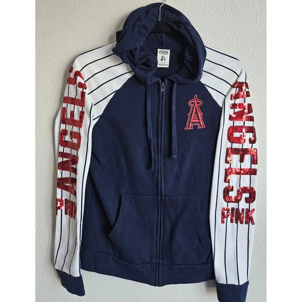 Victoria's Secret PINK x MLB Los Angeles Angels Sequin Full Zip Hoodie Small